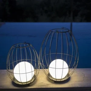 belle Lumisky Lanterne Cage Sans Fil LED Métal Noir H38CM 15