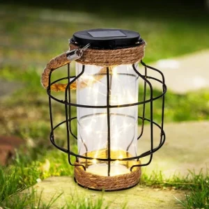 LUMI JARDIN Lanterne Solaire Décorative Corde Bois Foncé H20cm outlet 9