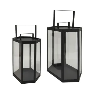 excellente qualité Mobili Rebecca Lot De 2 Lanternes D’extérieur Modernes En Métal Noir Et PVC 8