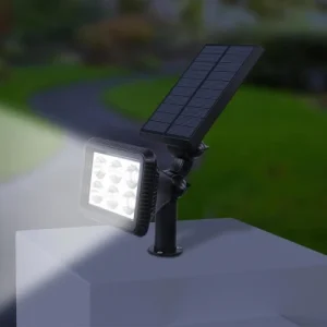 l'unique style LUMI JARDIN Lot De 2 Spots Solaires Projecteur Plastique Noir 100LM 9