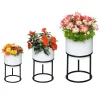 OUTSUNNY Lot De 3 Supports De Pots De Fleurs Design Métal époxy Noir Et Blanc prix le plus bas 20