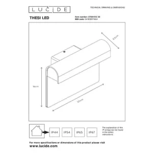 LUCIDE – Applique Murale D’extérieur Led Avec Variateur Aluminium H1 N remise en ligne 10