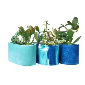 Junny Mini Jardinière Tie&dye Béton Bleu Pétrole Et Turquoise Livraison rapide 12