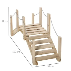 OUTSUNNY Pont De Jardin – Pont De Bassin – Passerelle En Bois De Sapin boutique pas cher 12