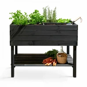 Oviala Potager En Bois Rectangulaire Sur Pied Gris grand choix 6