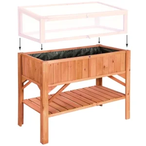 Tectake Potager Sur Pied Avec étagère De Rangement 119 X 53 X 90 Cm Marron mode 12