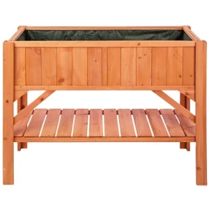 Tectake Potager Sur Pied Avec étagère De Rangement 119 X 53 X 90 Cm Marron mode 14