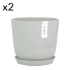 Ecopots Pots De Fleurs Avec Soucoupe Blanc Gris D25 – Lot De 2 magasins pour 5