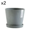 Ecopots Pots De Fleurs Avec Soucoupe Bleu Gris D20 – Lot De 2 Livraison Standard/Rapide 11