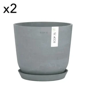 Ecopots Pots De Fleurs Avec Soucoupe Blanc Gris D25 – Lot De 2 magasins pour 15