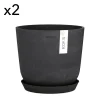 Ecopots Pots De Fleurs Avec Soucoupe Noir D25 – Lot De 2 garantis authentique 16