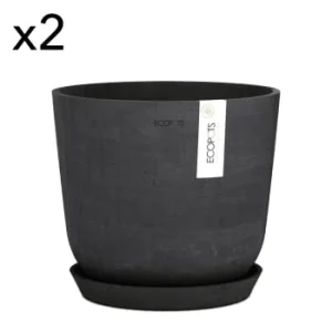 Ecopots Pots De Fleurs Avec Soucoupe Noir D25 – Lot De 2 garantis authentique 9