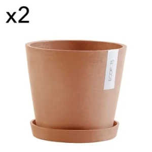 styles dernier cri Ecopots Pots De Fleurs Avec Soucoupe Noir D20 – Lot De 2 10