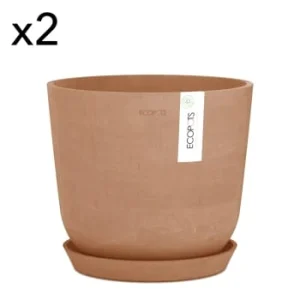 Ecopots Pots De Fleurs Avec Soucoupe Blanc Gris D25 – Lot De 2 magasins pour 13