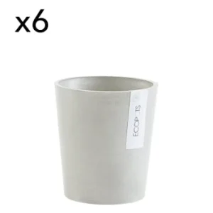 Ecopots Pots De Fleurs Blanc Gris D14 – Lot De 6 belle 9