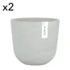 Nouvelle Collection Ecopots Pots De Fleurs Blanc Gris D25 – Lot De 2 10