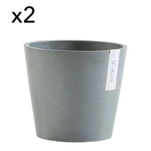 en france Ecopots Pots De Fleurs Bleu Gris D20 – Lot De 2 8