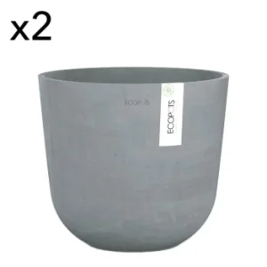 Nouvelle Collection Ecopots Pots De Fleurs Blanc Gris D25 – Lot De 2 12