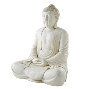 boutique pas cher Maisons Du Monde Statue Buddha Blanc Effet Vieilli H146 9