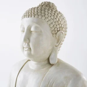 boutique pas cher Maisons Du Monde Statue Buddha Blanc Effet Vieilli H146 11