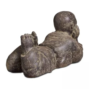 Oviala Statue De Jardin Moine Couché En Pierre Gris Promotio de vente 12