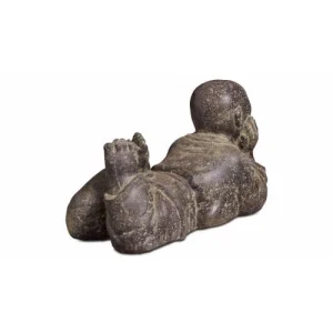 Oviala Statue De Jardin Moine Couché En Pierre Gris Promotio de vente 18