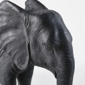 marques de renommée Maisons Du Monde Statue éléphant Noire Mate H72 10