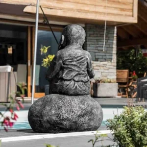 magasin pour Wanda Collection Statue Moine Shaolin Pensif Gris H80cm 15