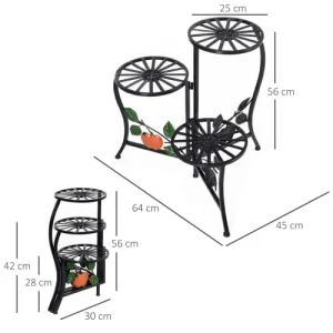 OUTSUNNY Support Porte-plantes Pliable 3 Niveaux Métal Noir outlet 12