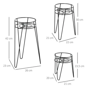 france OUTSUNNY Supports De Pots De Fleurs Design En épingle Métal époxy Noir 12