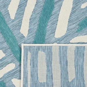 Nazar Tapis Carré Extérieur Rayé Bleu Et Turquoise – 200X200 jusqu'à 10