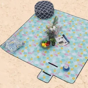 Protections acheteurs RED DECO Tapis De Plage Imperméable Coton Bleu 200x200cm 18