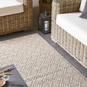 Beliani Tapis En Matériaux Synthétiques Beige 180x120cm Meilleur Prix Garanti 10