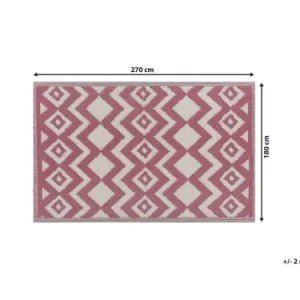 Beliani Tapis En Matériaux Synthétiques Rose 270x180cm shopping pas cher 12