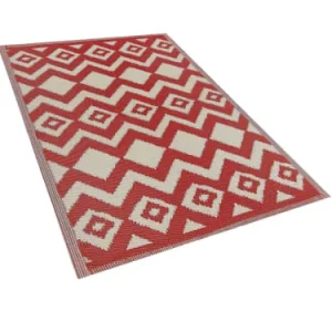 Beliani Tapis En Matériaux Synthétiques Rouge 180x120cm Large choix en ligne 14