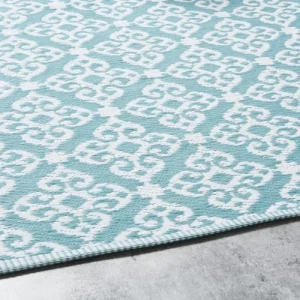 garantis authentique Maisons Du Monde Tapis En Polypropylène Bleu Motifs Graphiques Blancs 180×270, OEKO-TEX® 6