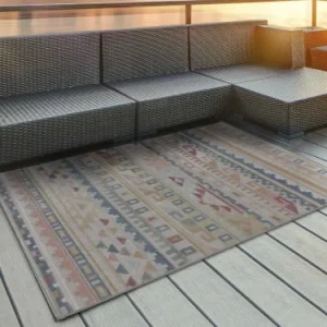 en ligne vente Unitrama Tapis Ethnique D’extérieur Avec Relief Multicolore, 133X190 Cm 8