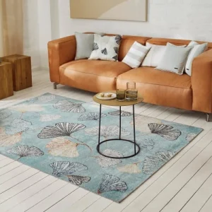 ESPRIT Tapis Exterieur Design Motif Floral Tissé Plat Bleu 160×225 De super promotions disponibles 10