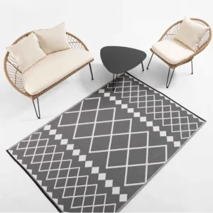 Oviala Tapis Extérieur Et Intérieur Gris à Motifs Gris 160×230 Nouvelle Collection 18