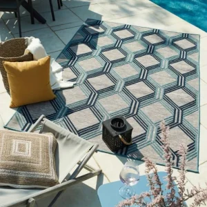 exclusivement disponibles Nazar Tapis Extérieur Motif Géométrique Bleu – 160×230 8