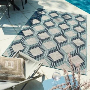 exclusivement disponibles Nazar Tapis Extérieur Motif Géométrique Bleu – 160×230 12