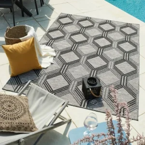 à prix imbattables Nazar Tapis Extérieur Motif Géométrique Gris Et Anthracite – 120×160 8