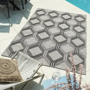 Service Clients Dédié Nazar Tapis Extérieur Motif Géométrique Gris Et Anthracite – 160×230 8