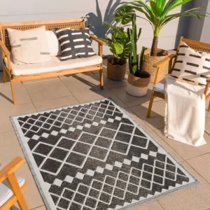 Nazar Tapis Extérieur Motif Géométrique Noir 120×160 vente chaude 10