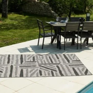 Nazar Tapis Extérieur Rayé Anthracite Et Gris – 160×230 authentiques 12