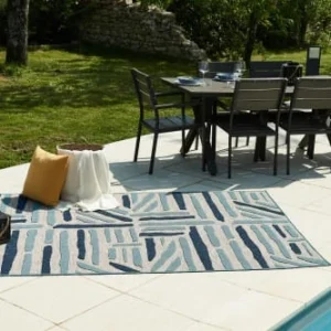 Nazar Tapis Extérieur Rayé Bleu Et Gris – 120×160 l'unique style 12