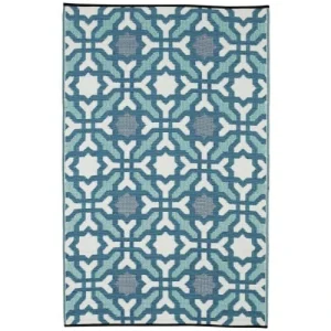 boutique en france Fabhab Tapis Extérieur Réversible En Plastique Recyclé 120×180 Cm Bleu 11