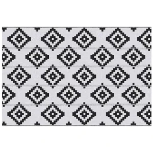 OUTSUNNY Tapis Extérieur Style Graphique Réversible 2 Motifs Noir Blanc SOLDES TOUT À 10