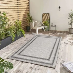 beauté STUDIO DECO Tapis Extérieur Tissé Plat Greige Et Gris 160x230cm 9