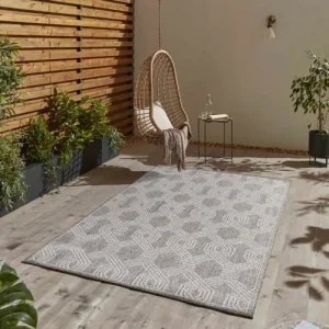 marque pas cher en ligne STUDIO DECO Tapis Extérieur Tissé Plat Gris Et Greige 140x200cm 9